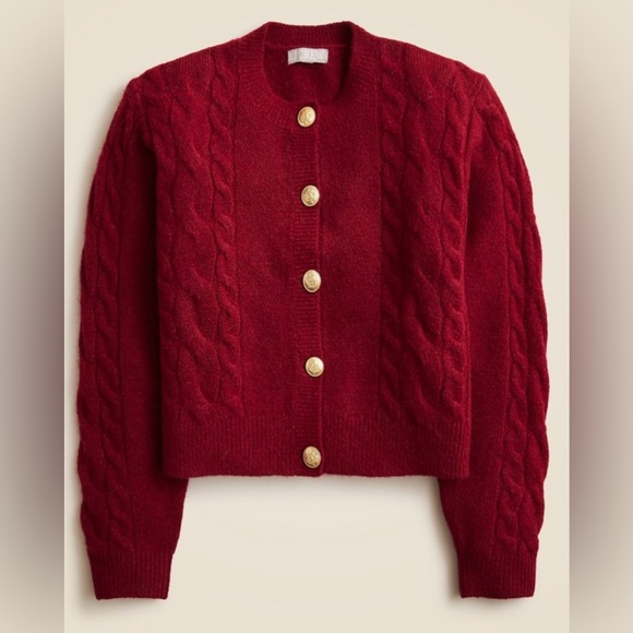J. Crew Sweaters - J.Crew Cable-knit cardigan sweater in burgundy